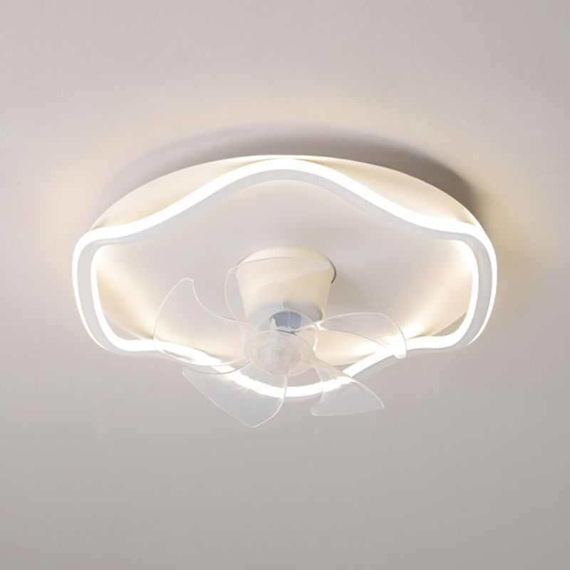 Nordic Style LED Ceiling Fan Wave Fan Lighting in White for Bedroom