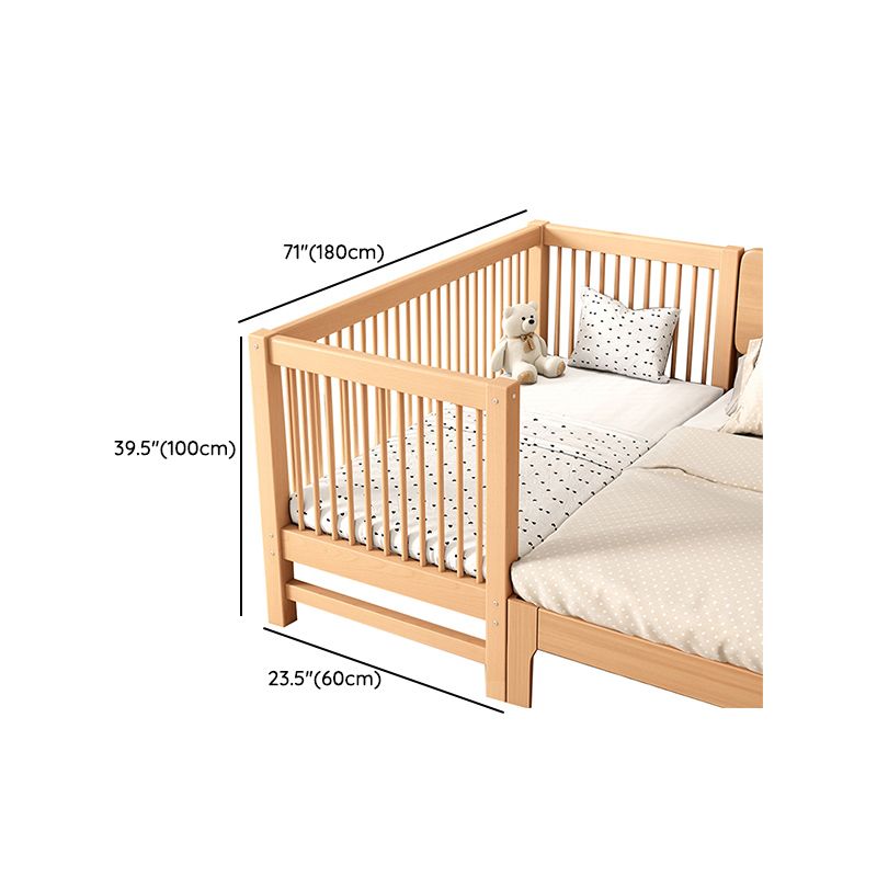 Solid Wood Nursery Bed 39.4" High Natural Convertible Baby Crib