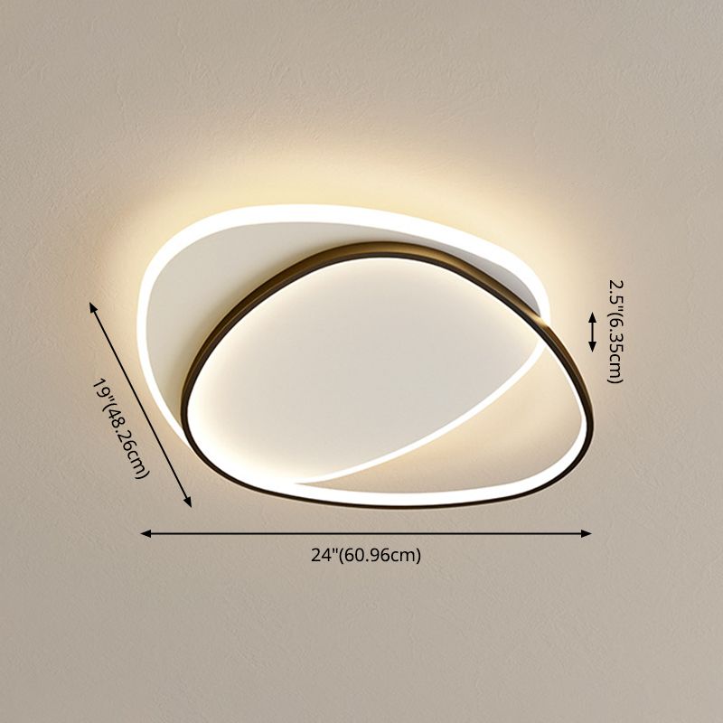 Lámpara de techo LED ovalada y concisa moderna, montaje empotrado de hierro forjado con pantalla acrílica