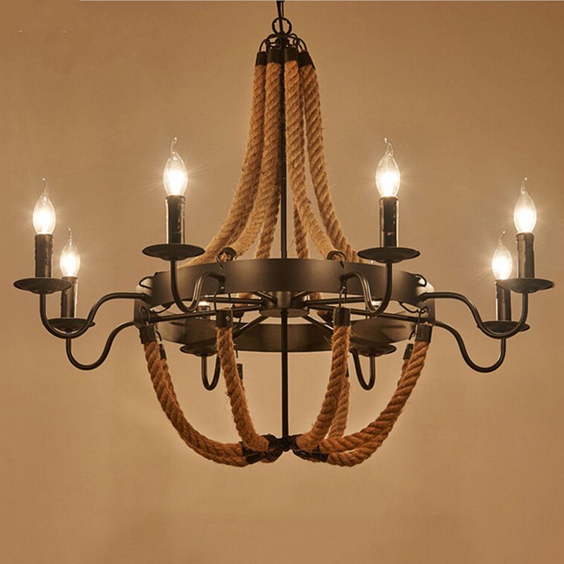 Circular Metal Ring Industrial Chandelier Lighting Fixtures Multi Lights Pendant Lamp Light