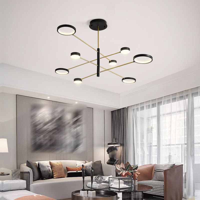 Circles Metal Hanging Ceiling Light Simplicity LED Black Chandelier Pendant Light