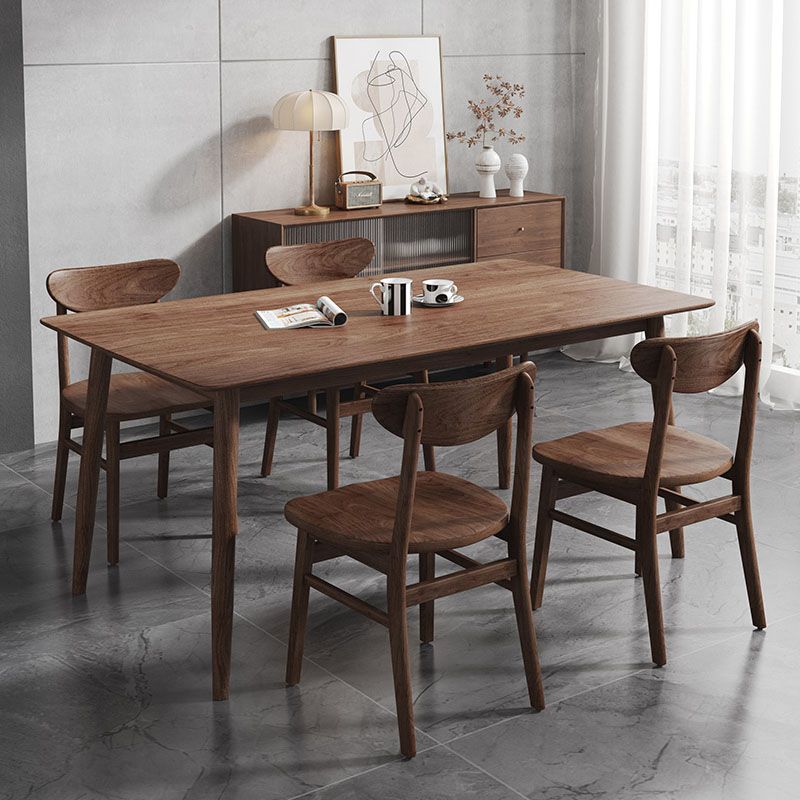 Contemporary Kitchen Solid Wood Side Chair Set Open Back Dining Side Chair