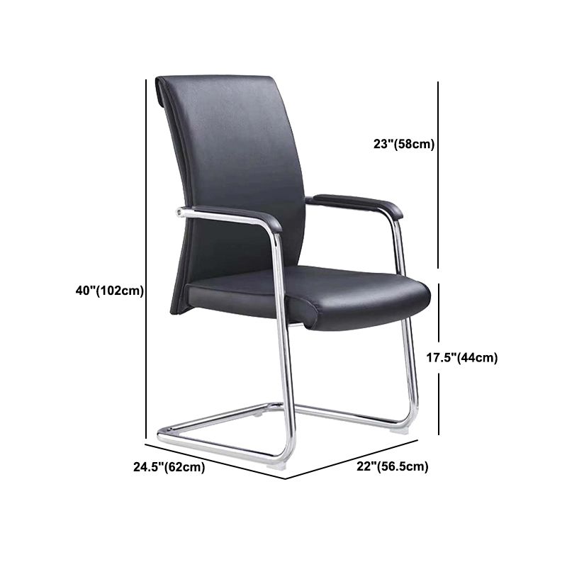 Contemporary Arm Chair Fixed Arms No Wheels Leather Black Office Chair