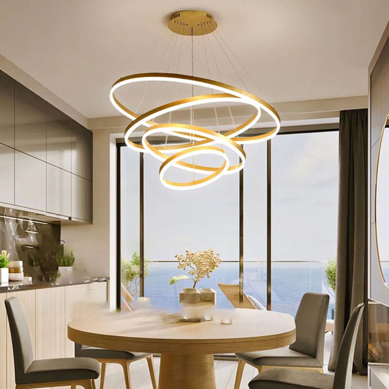 Metal Multi-Tier Chandelier Pendant Light Simple LED Hanging Light Fixture