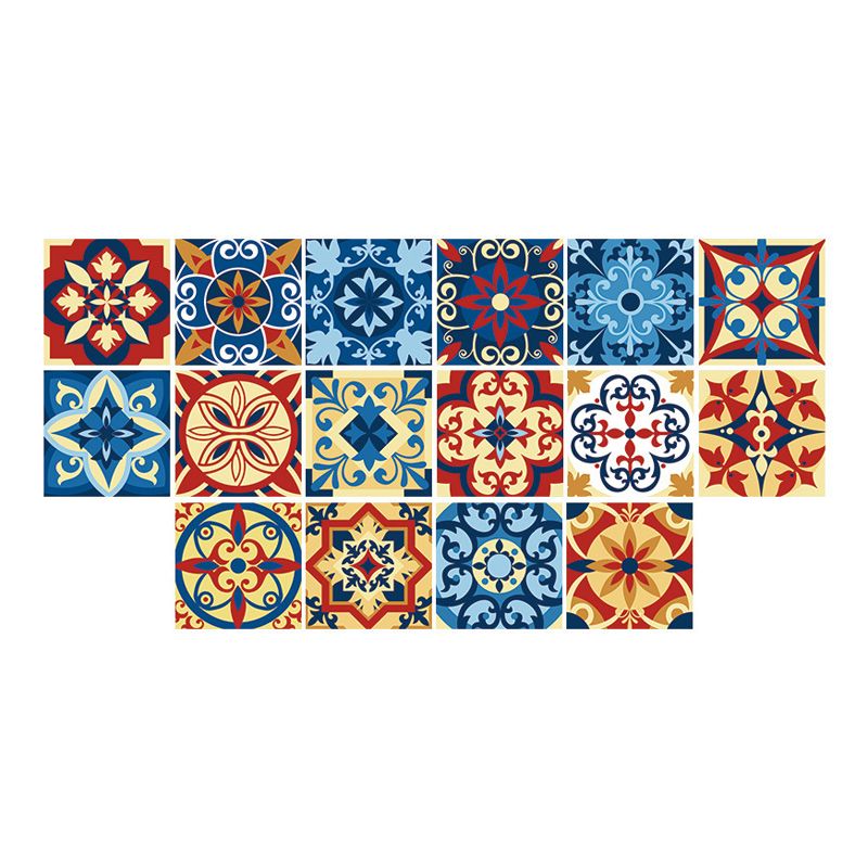 Orange-Blue Boho Wallpaper Panels 15.5-sq ft Flowers Wall Decor for Kitchen, Pick Up Sticks