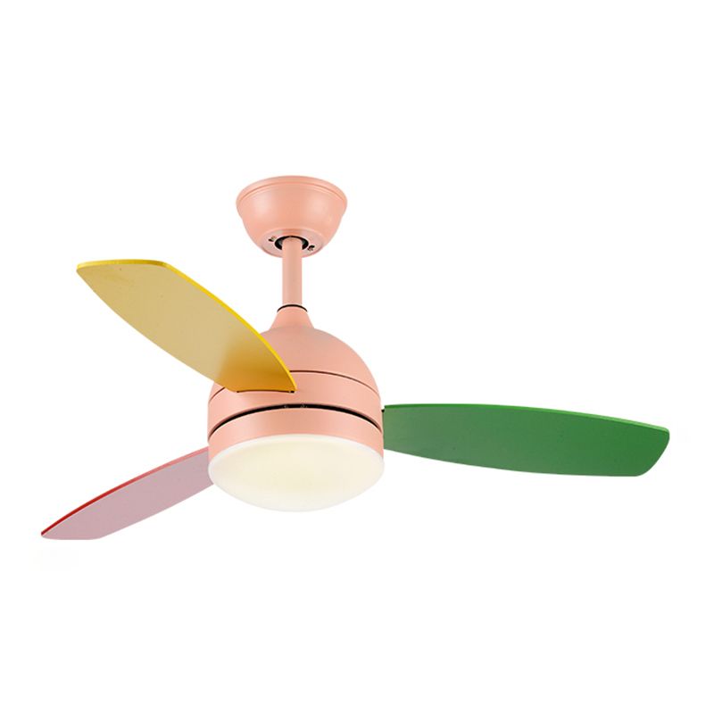 Dome Kindergarten Ceiling Fan Lamp Acrylic Macaron LED Semi Flush Mount Ceiling Light