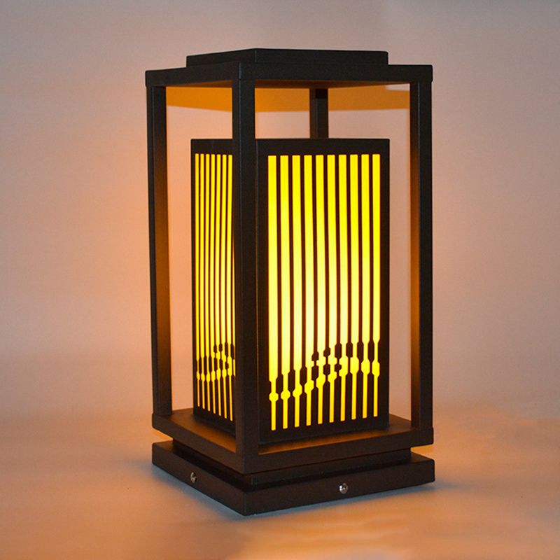 Modern Simple Outdoor Light Rectangle Shape Solar Energy Pillar Lamp for Courtyard