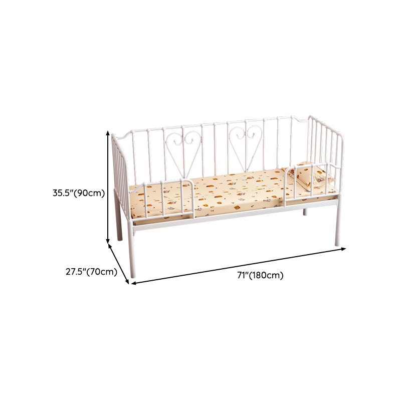 Nursery Bed with Guardrail in Metal Industrial Nursery Crib in White