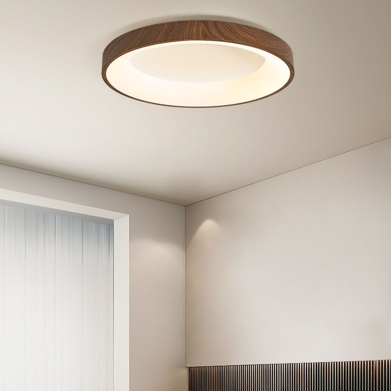 Geometry Shape LED Ceiling Lamp Modern Wood 1 Light Flush Mount for Bedroom Study