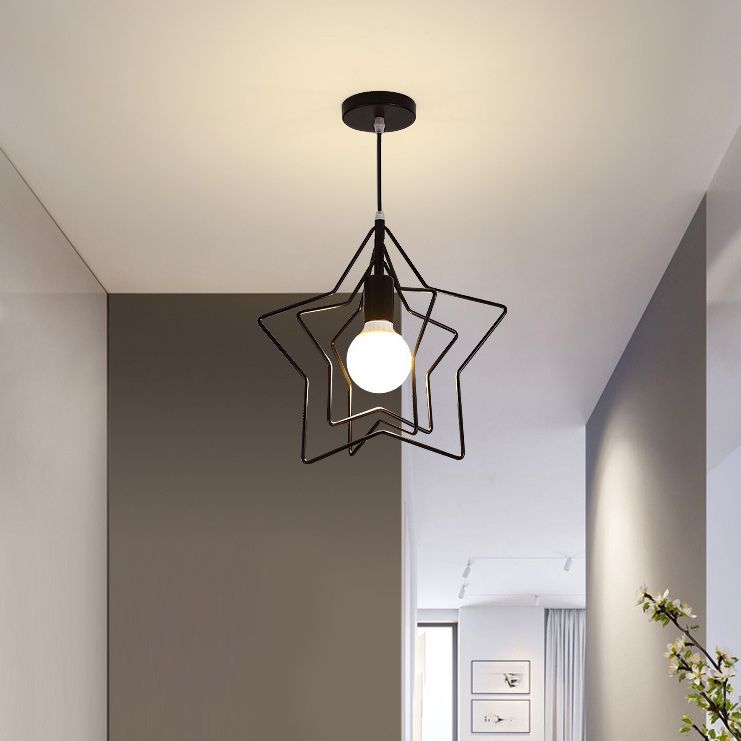 Metaalhangende hanglamp draad kooi industriële stijl hanglamp lampje armatuur voor foyer