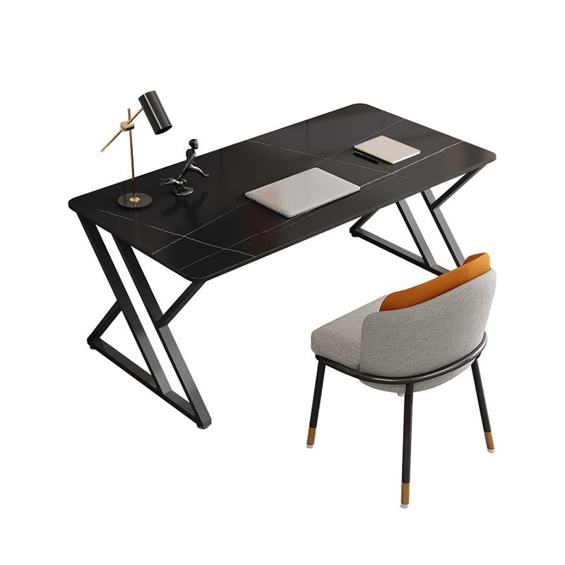 Modern Office Desk Antique Finish Writing Desk with Metal Legs