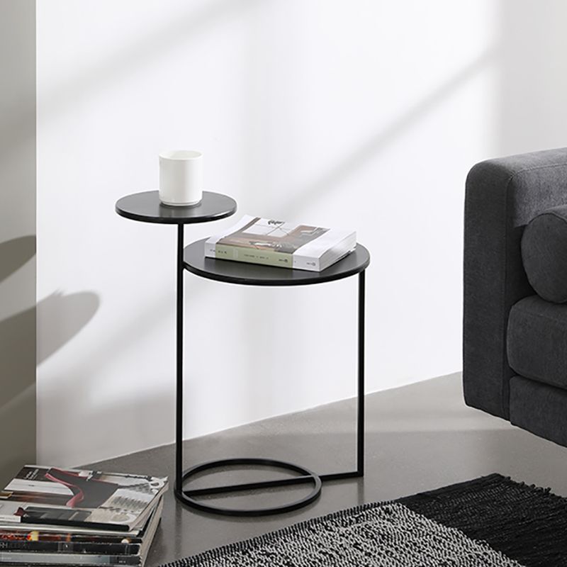 Metal Accent Table Nightstand Contemporary Night Table in White/Black