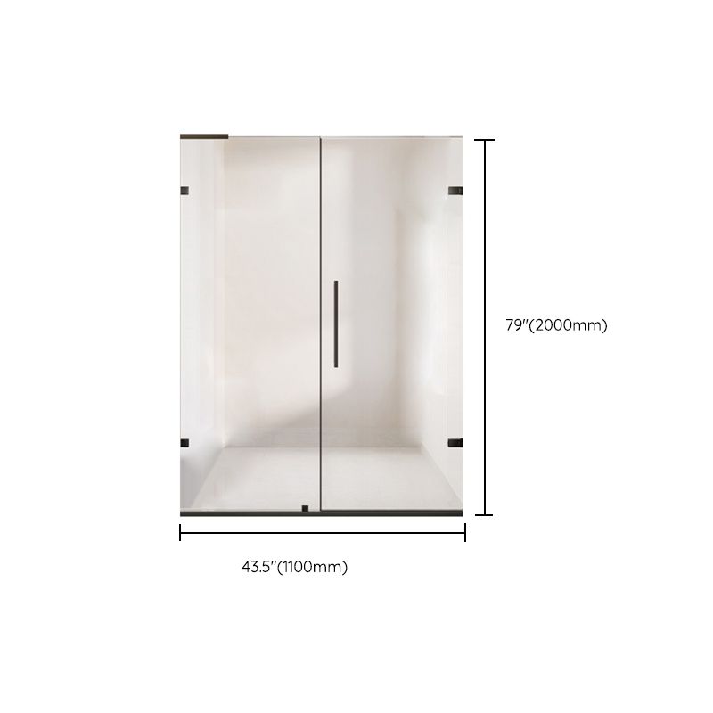 Black Tempered Shower Bath Door Semi-Frameless Transparent Shower Bath Door