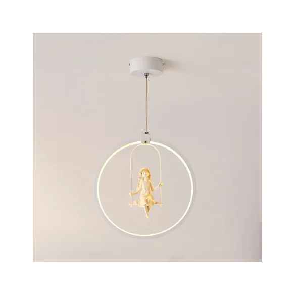 Resin Angel Acrylic Pendant Light Dining Room Modern Pendant Lamp in White