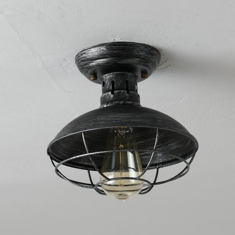 Industrial Style Single Head Iron Mesh Pot Lid Ceiling Lamp Hanging Light bedroom