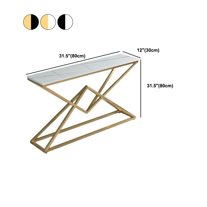 Marble Rectangle Console Table Ironcraft Frame Accent Table for Hall