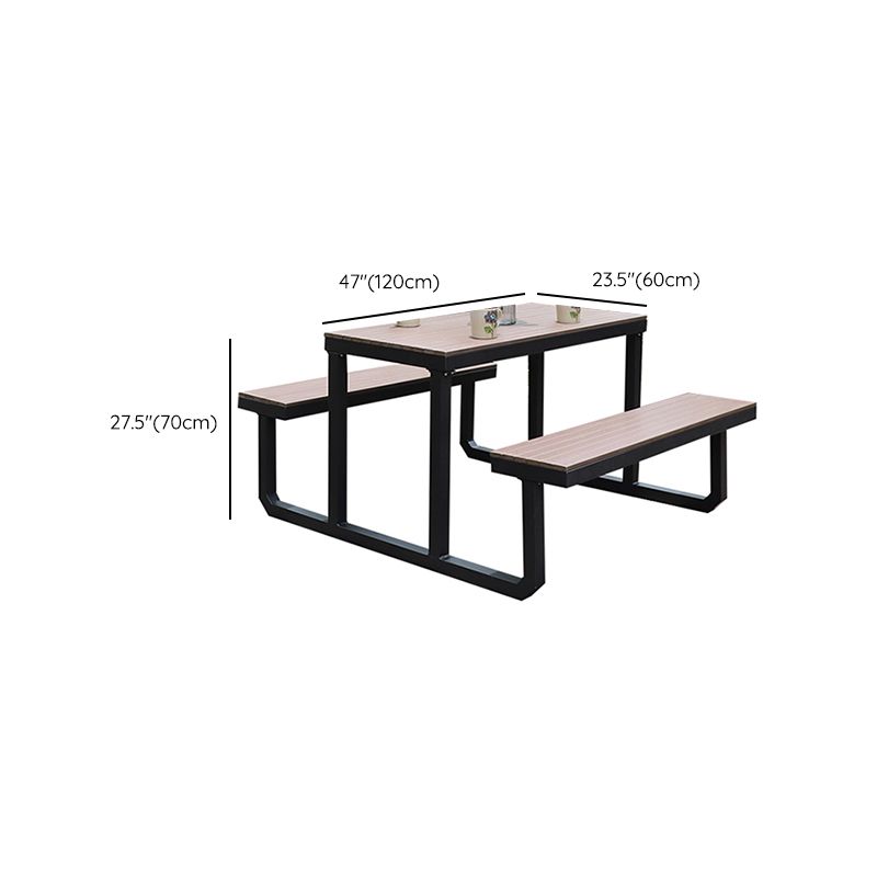 Rectangle Picnic Table 27.55" High Wood Table with Metal Frame