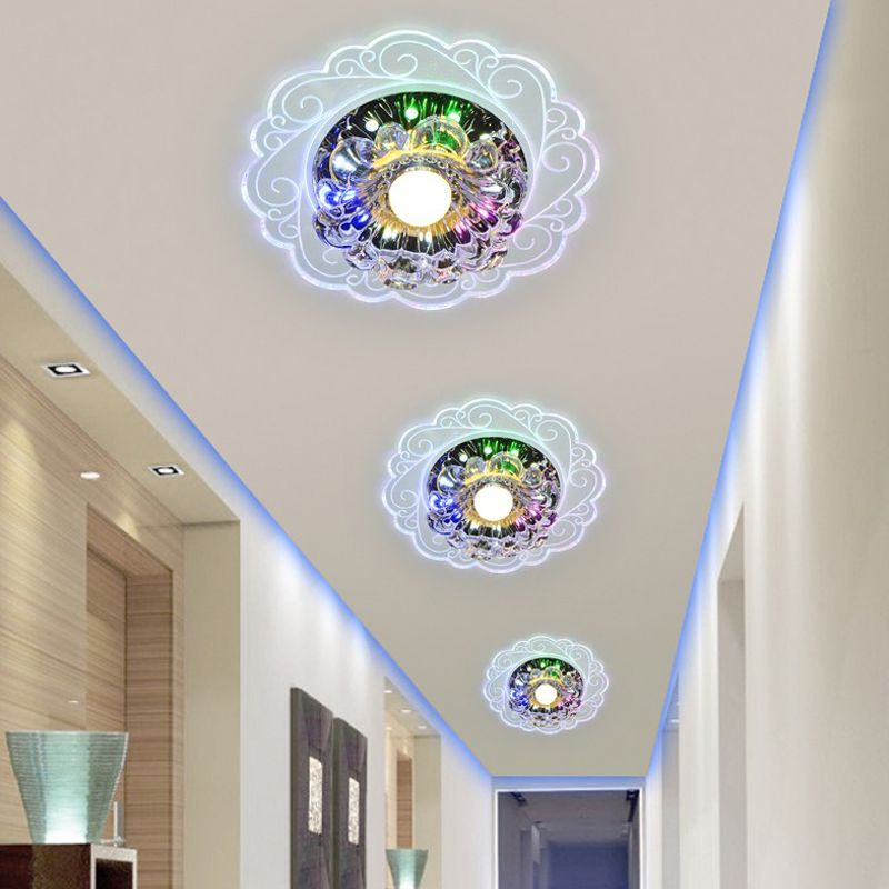 Crystal Floral LED Flush Mount Moderne Flushmount Plafond Licht in Clear voor Entryway