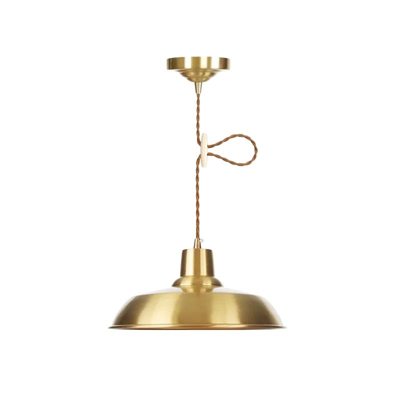 1-Bulb Ceiling Pendant Warehouse Barn Shade Metallic Adjustable Suspension Lighting in Gold