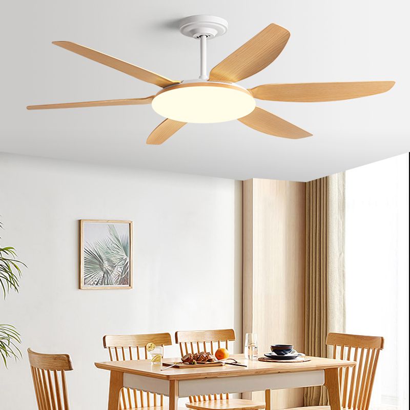 LED Minimalist Ceiling Fan 6 - Blades Fan Lighting Fixture in White Finish