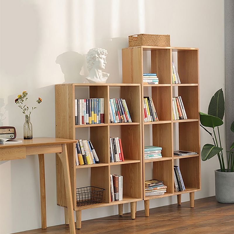 Natural Scandinavian Etagere Bookshelf White Oak Open Bookcase