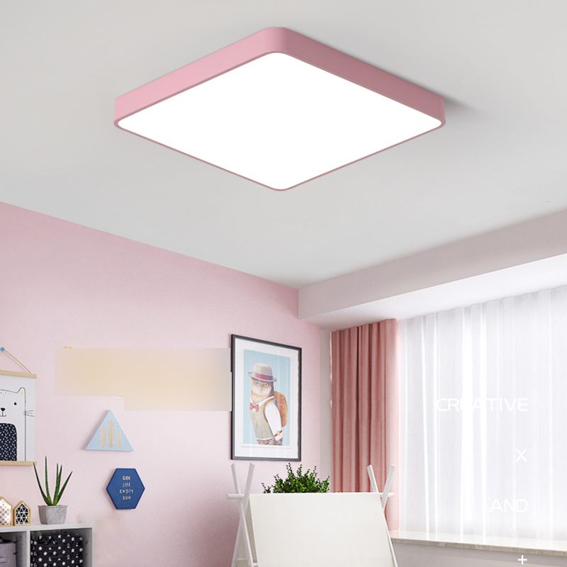 Nordic Style Rectangle Ceiling Light Metal LED Flush Mount Light for Living Room