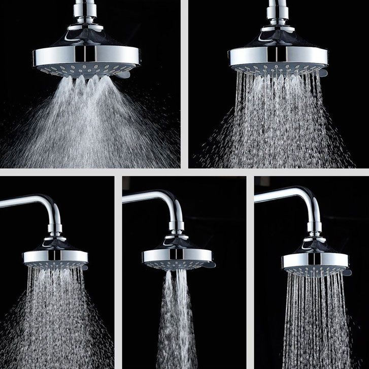 Modern Standard 5 Setting Shower Head Round Metal Adjustable Spray Pattern Showerhead