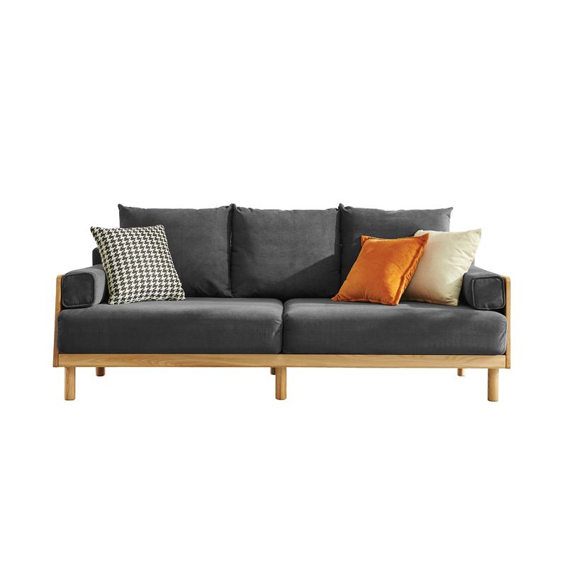 Recessed Arm Sofa Living Room Pillow Back Couch with Solid Wood Frame