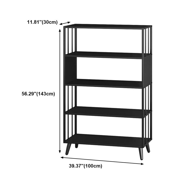 Modern Style Metal Bookshelf Black Open Back Bookcase for Home Office