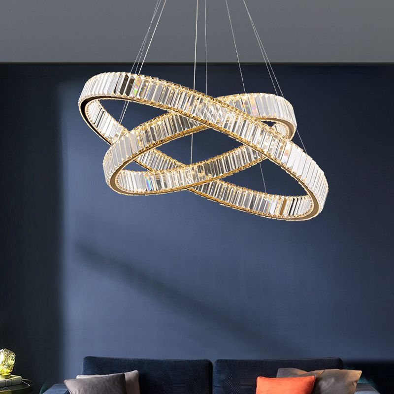 Ring à anneau ultra-moderne LED Chandelier LAMPE CRISTAL SUSPENSION PENDANT POUR LE SOIR