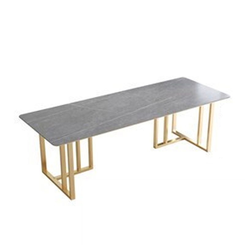 Rectangle Stone Top Office Desk Modern Style Writing Desk with Metal Base for Office