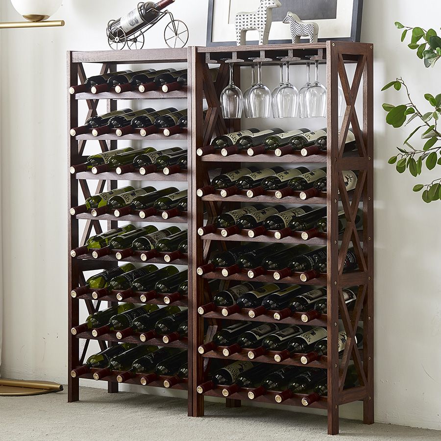 Contemporary Floor Wine Bottle Rack Solid Wood Wine Bottle Rack for Home