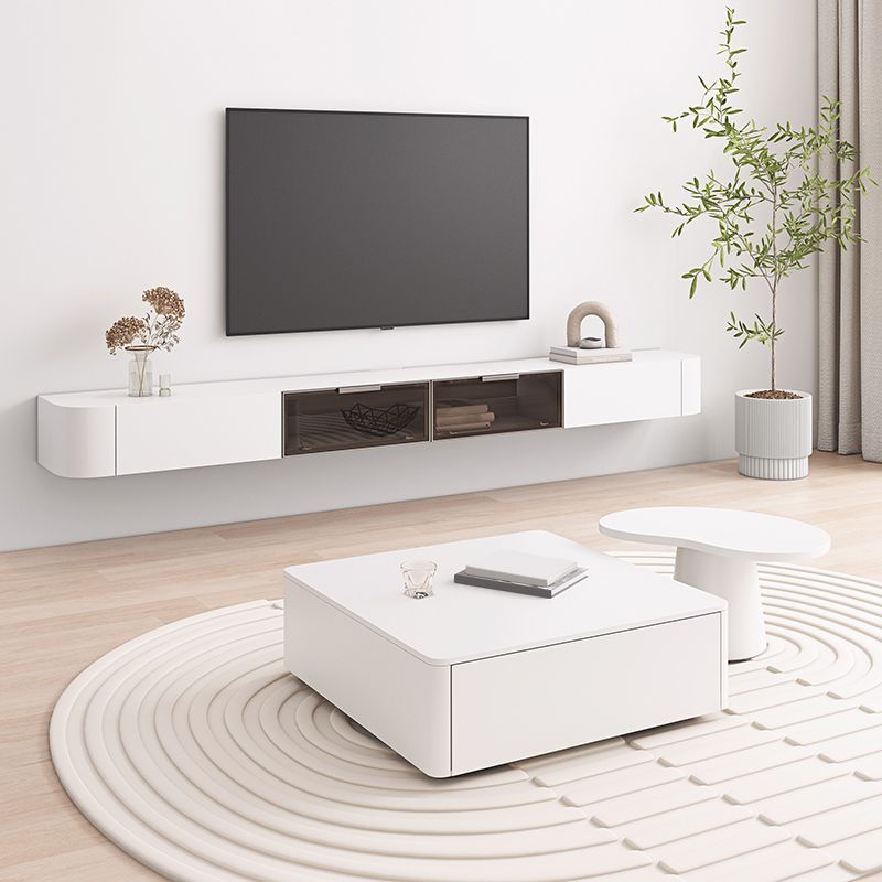 Modern Wood TV Media Stand Enclosed Storage TV Stand Console with Drawers