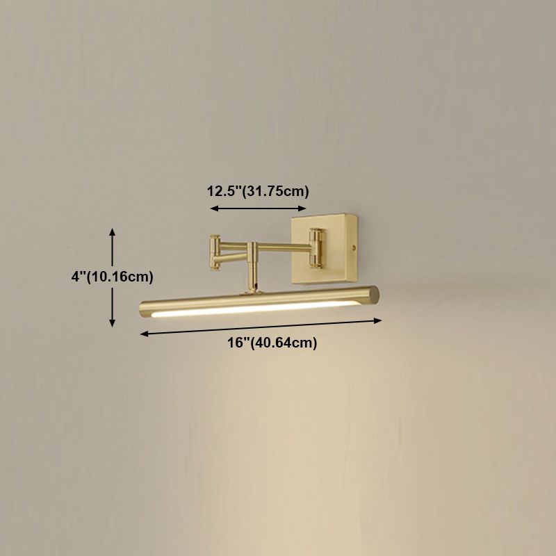 Modern Brass Vanity Light Strip Gold Swing Arm Mirror Light for Bathroom