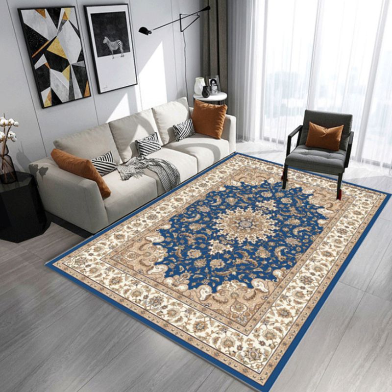 Shabby Chic Moroccan Print Rug Color Mixed Polyester Area Carpet Non-Slip Backing Rug for Living Room