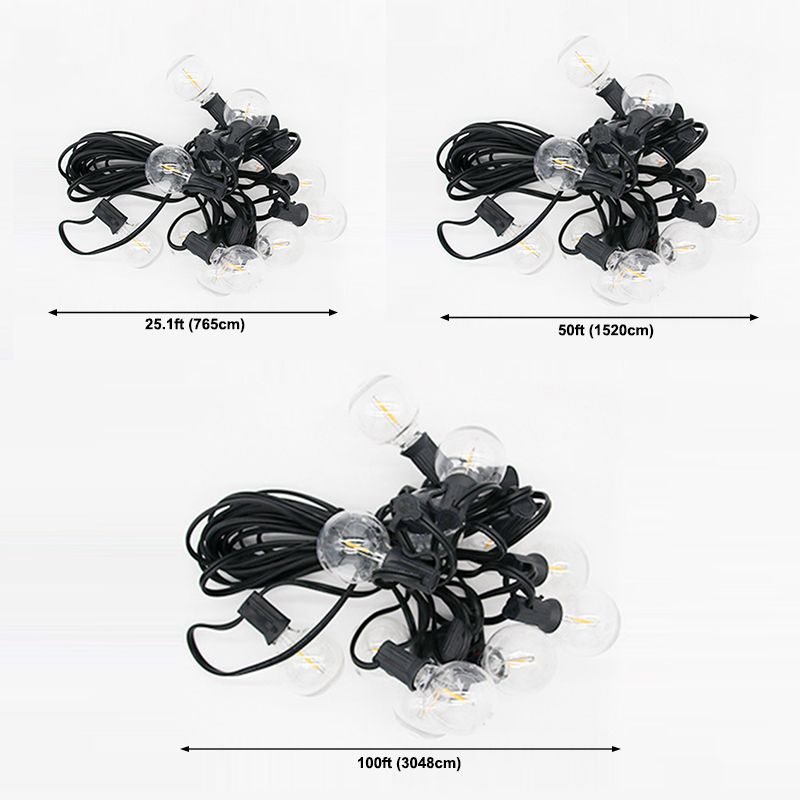 Black G40 Bulb Solar String Light Art Decor Plastic LED Festive Lighting for Courtyard