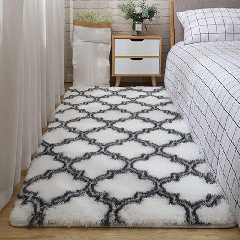 Modern Graphic Printed Rug Multi-Color Fluffy Rug Non-Slip Backing Stain Resistant Washable Rug for Bedroom