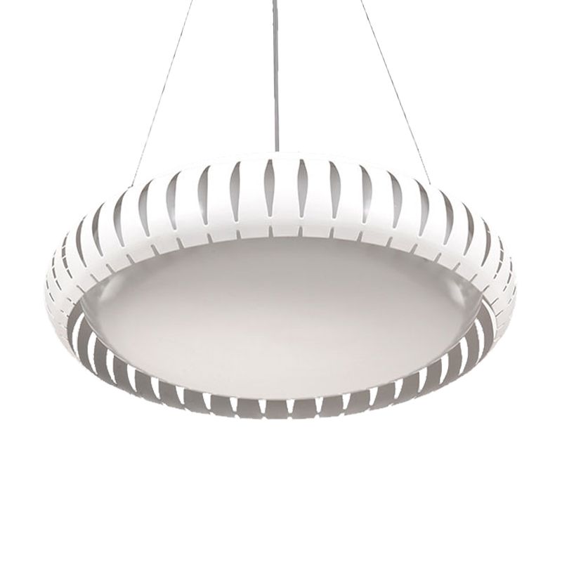 Modern Round Ceiling Pendant Light Metal LED Gold/Black/White Hanging Lamp in Warm/White/Natural Light, 18"/22" Wide