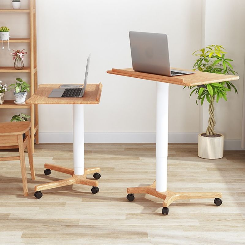 Contemporary Rubber Wood Home Office Desk Adjustable Height Writing Desk