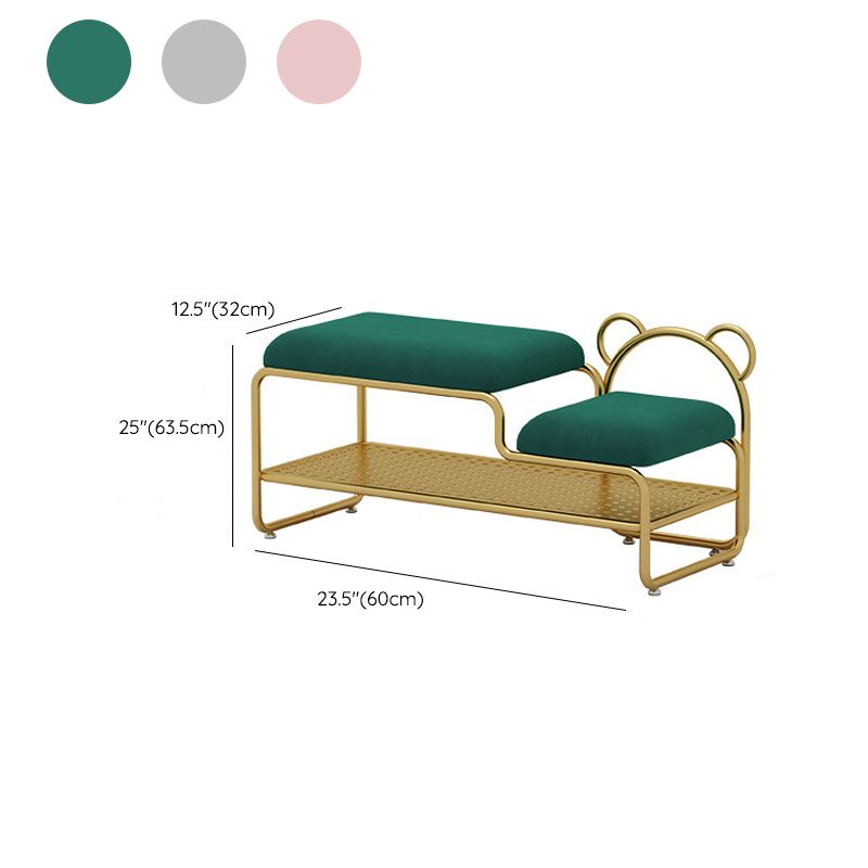 12.48-inch W Metal Entryway Bench Cushioned Seating Bench with Shoe Storage