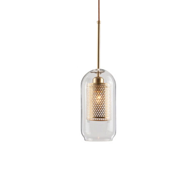 Éclairage de pendentif de style moderne simple 1 tête transparent en verre de plafond suspendu pour le café