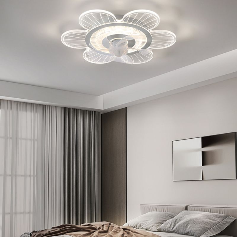 Éclairage de ventilateur de plafond ultrathin blanc simplicité LED acrylique semi-fluste Mount Lumière pour chambre à coucher