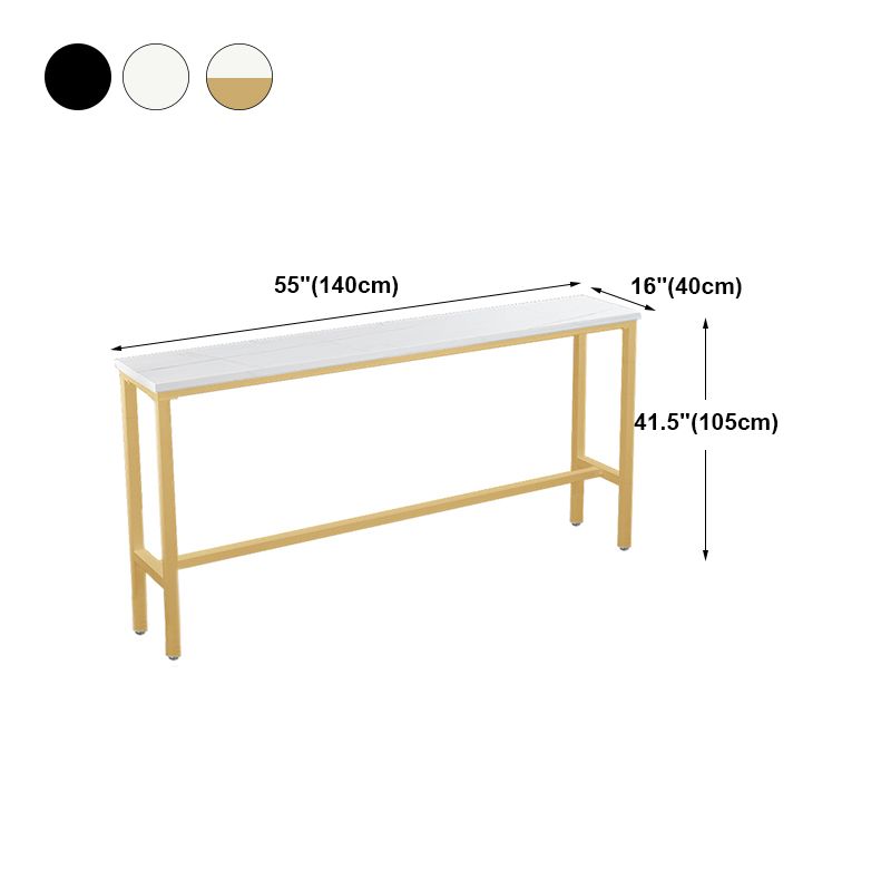 Industrial Marble Bar Table with Rectangle Table Top Trestle Table - 42" H