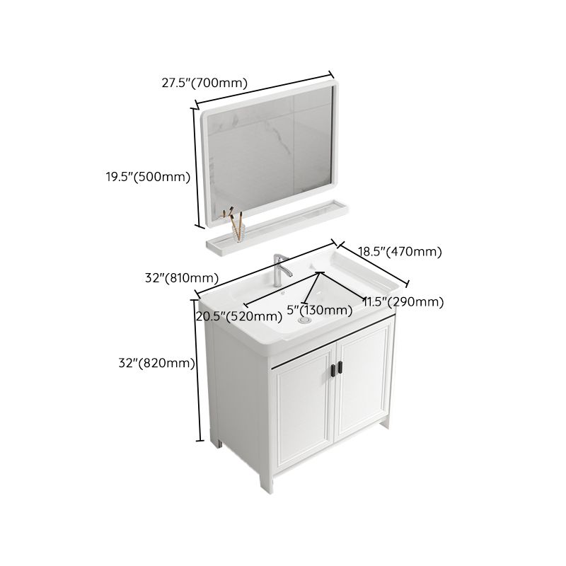 Bathroom Vanity Set Free Standing White Drawer Faucet Vanity with Mirror