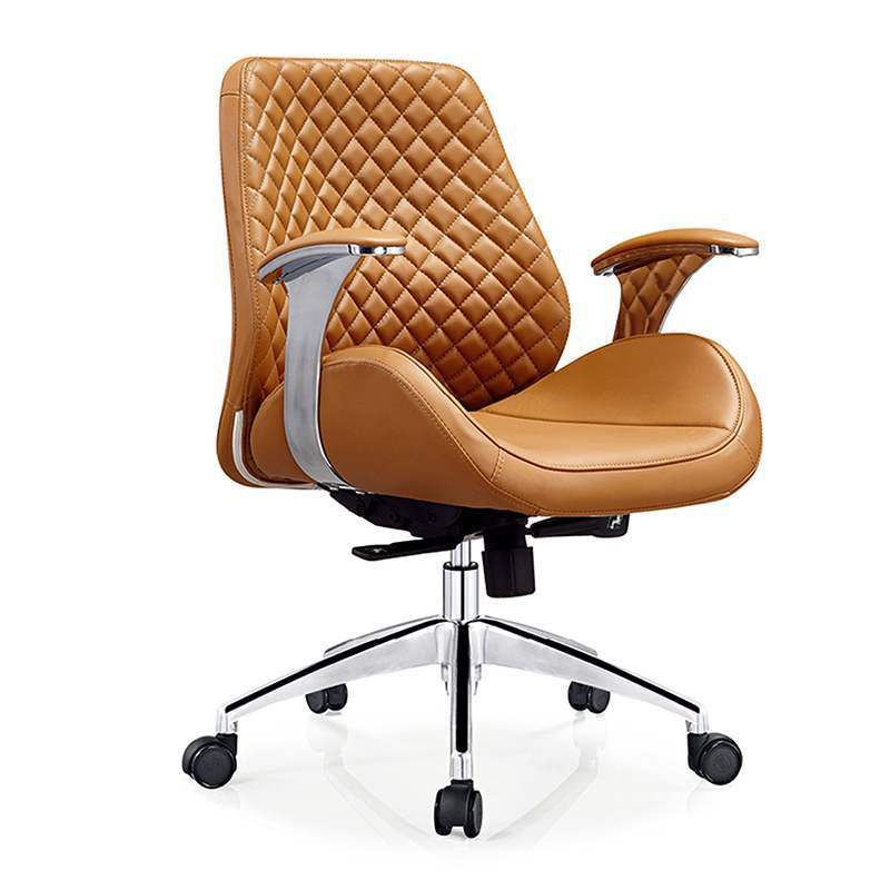 Modern Desk Chair Leather Computer Chair High/Mid Back Chair with Wheels/No Wheels