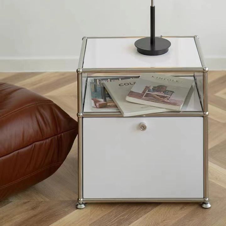 Contemporary Sideboard Stainless Steel Dining Sideboard with Locking Cabinet