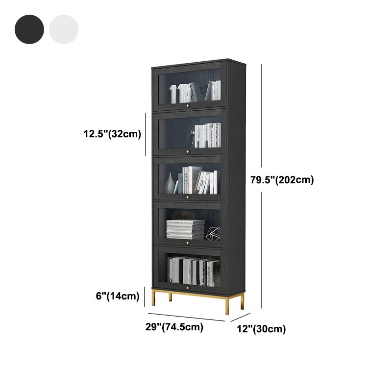 Libreria in legno fabbricata standard verticale glam con porte di vetro