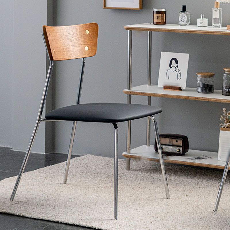 Industrial Style Open Back Side Chair Faux Leather Side Chair