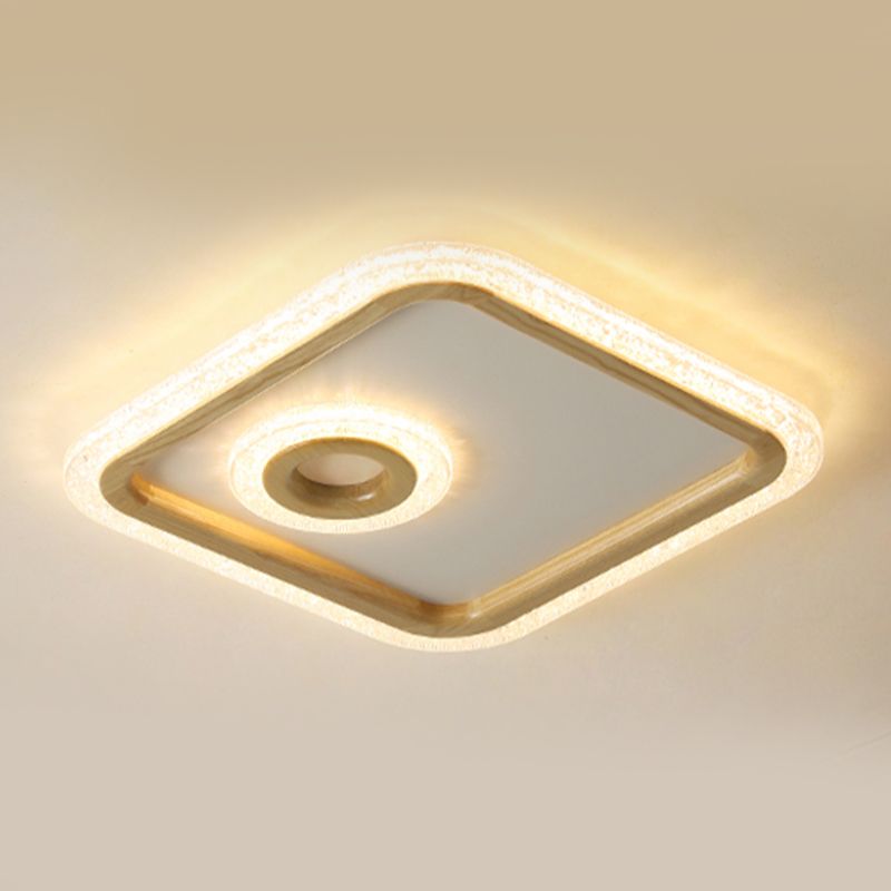 Geometrical Wood Ceiling Light Fixture Modern Style LED Ceiling Flush Mount