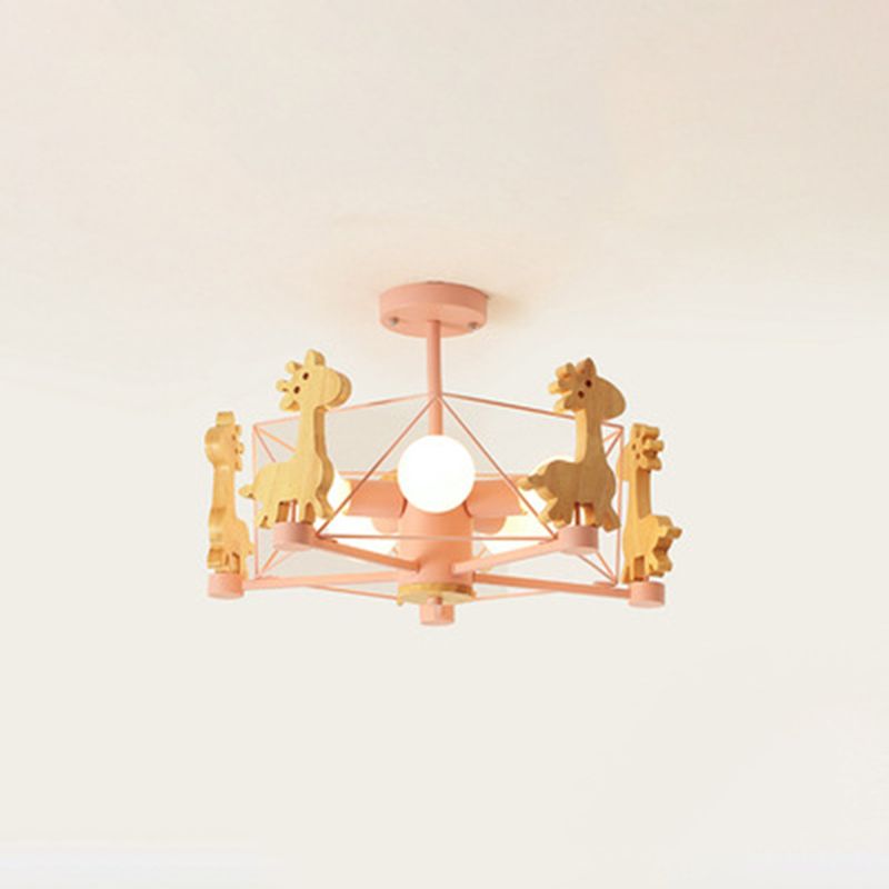 Lovely Deer Flush Ceiling Light Metal and Acrylic Light Fixture for Child Room